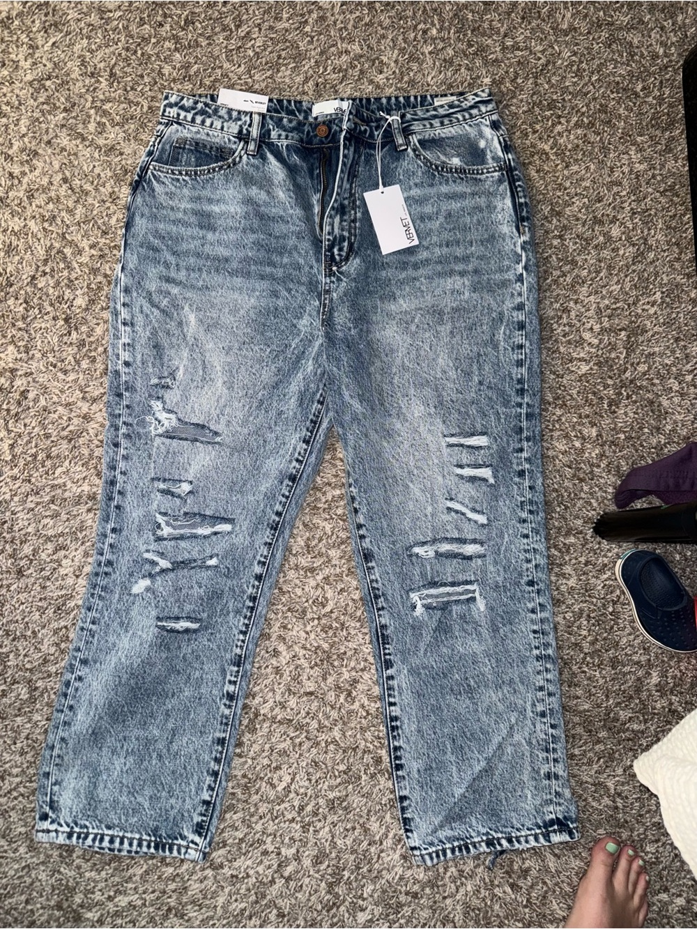 Vervet Distressed High-Waist Women's Jeans - Light Blue
